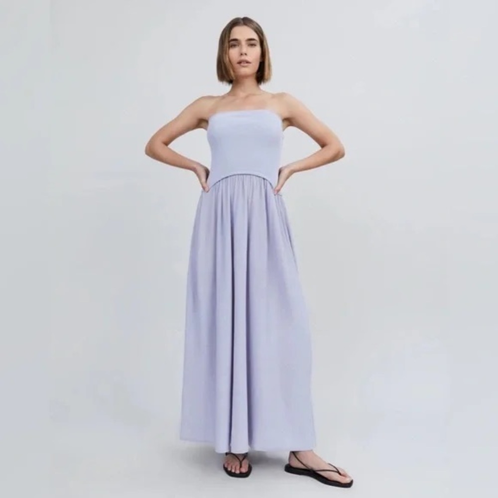 SOLID & STRIPED Light Purple Strapless Dress
